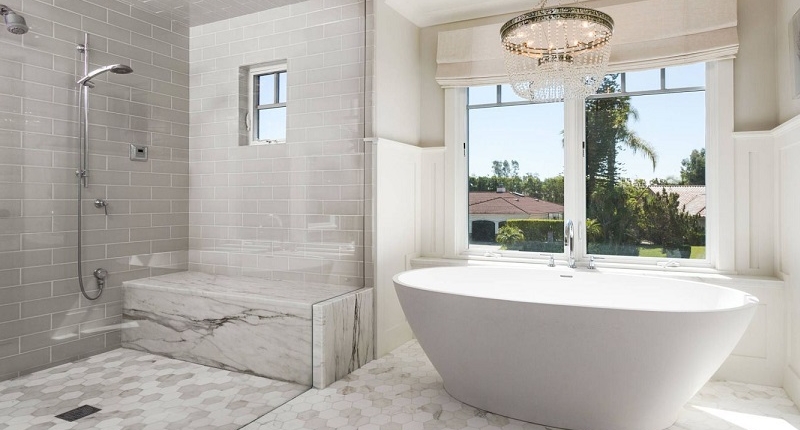 Standing shower - Modern - Bathroom - Houston - by MHS CONSTRUCTION &  DESIGN LLC