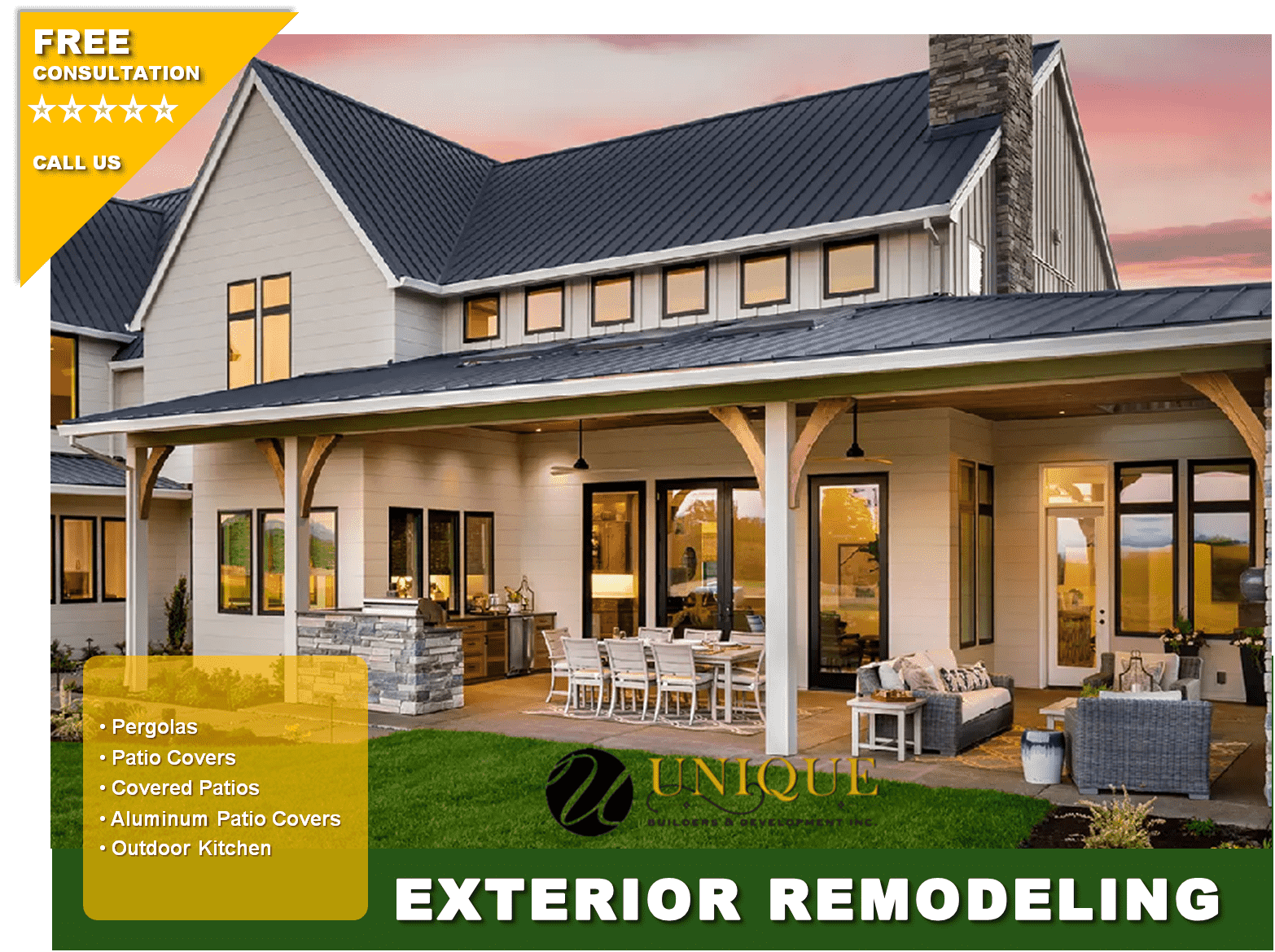 Houston Home Remodeling Exterior - Pergolas - Patio Covers - Covered Patios - Outdoor Kitchen